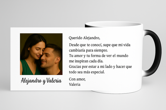 Taza mágica con dedicatoria