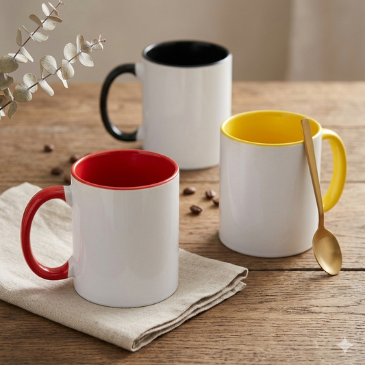 Tazas de cerámica bicolor