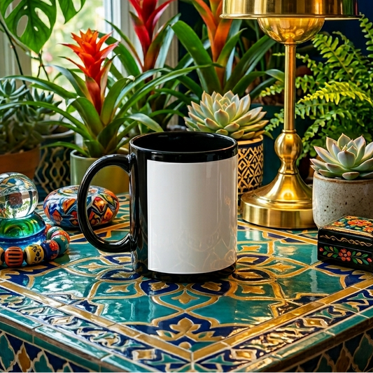 Taza de cerámica negra